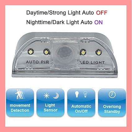 DEEIRAO Home Keyhole Infrared PIR Wireless Auto Sensor Motion Detector LED Light lamp for Kitchen Hallway Stairway Silver photo 3