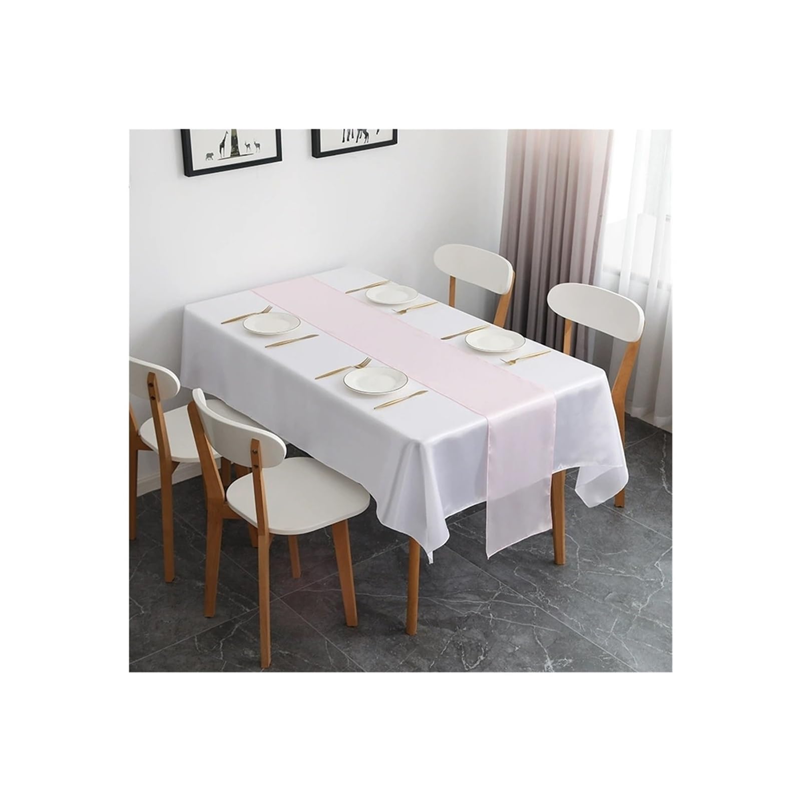 Table Runner 6Pcs Wedding Party Shiny Satin Table Runner Silk For Birthday Christmas Banquets Decoration(Pink)