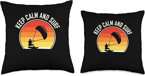 Miniatura 3 de Kitesurf motif equipment Keep Calm and Surf-Kitesurf - Almohada de 18 x 18 pulgadas, multicolor