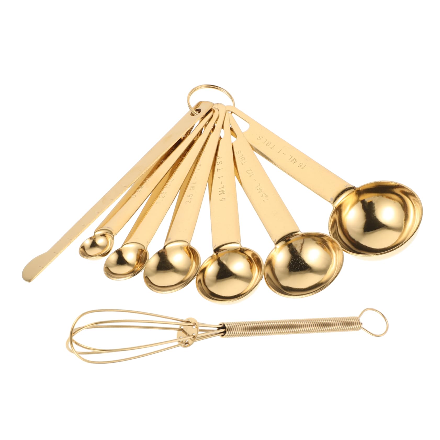 Cabilock 8 Pièces cuillère à mesurer en acier inoxydable Outils de cuisine tasses à mesurer de cuisine mesure en acier inoxydable cuillères soupe cuillères Doré