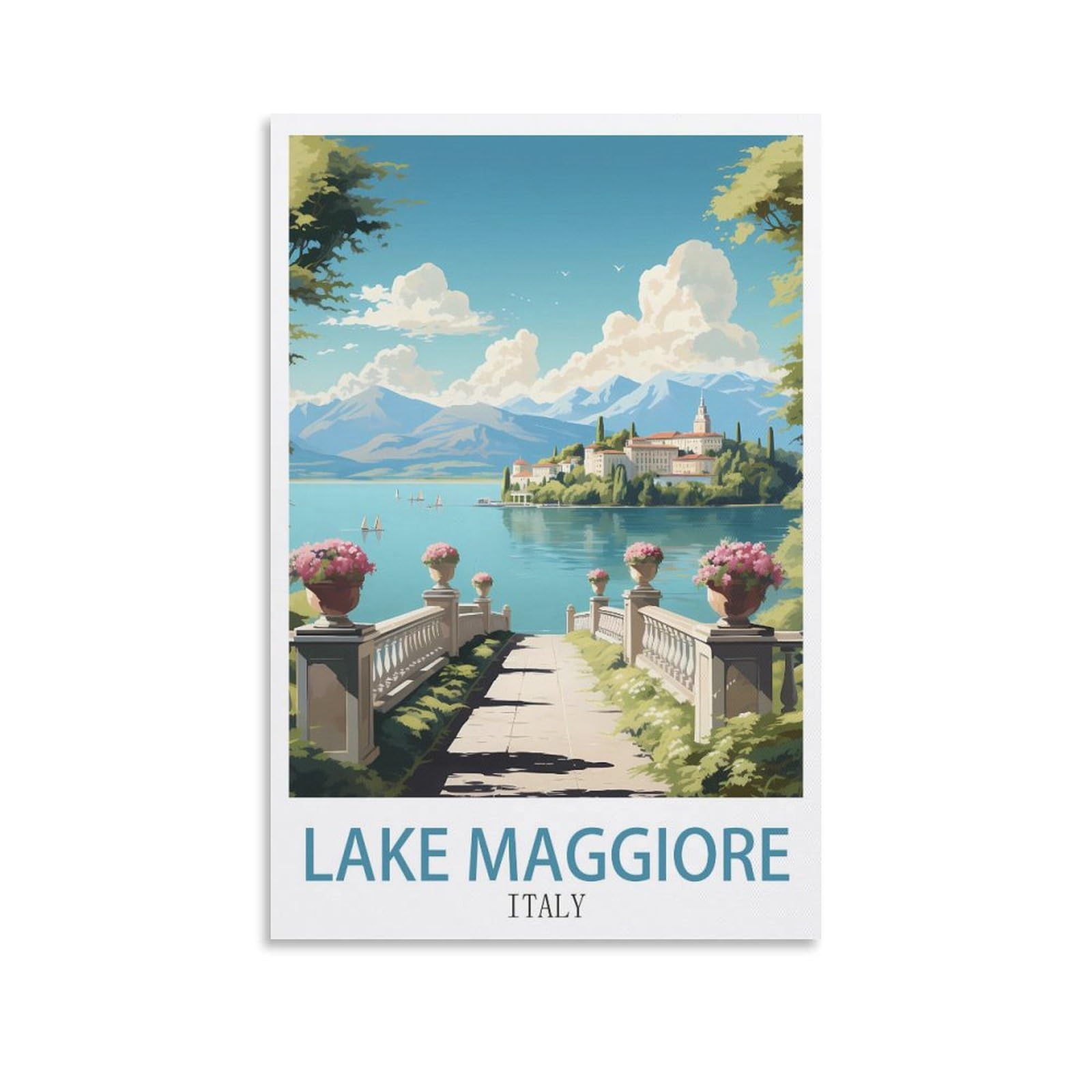 Zbbggoz Unframe-Style Lake Maggiore Italy Vintage Travel Poster 12X18inch(30X45cm) Canvas Wall Posters And Art Picture Print Modern Family Bedroom Decor
