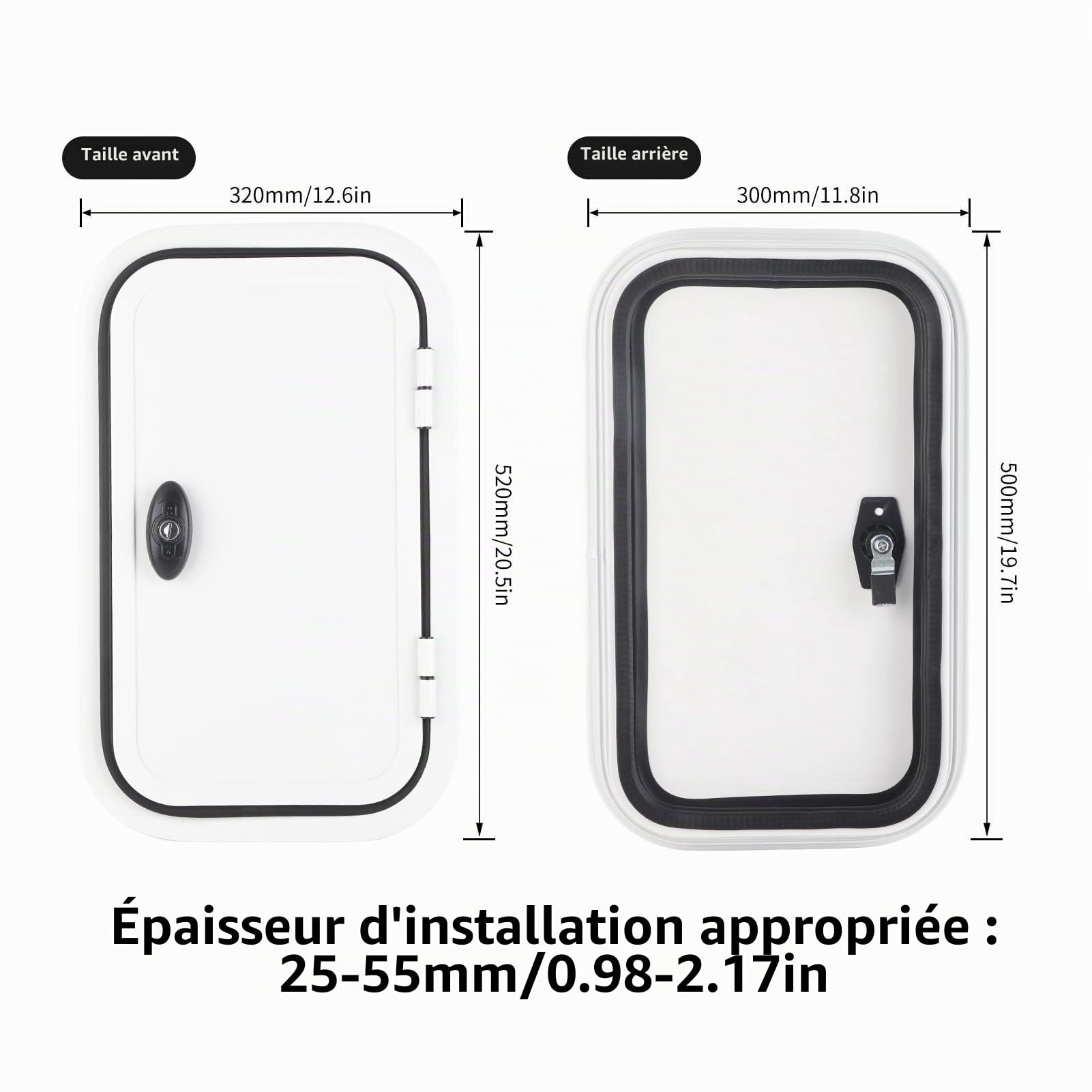 Rangement pour Camping-car Robuste 500 X 300 Mm avec Coins Arrondis avec Serrure Plate à Pression et clé pour Porte à Bagages RV Porte à Bagages RV H500 W300 Mm Coin Arrondi Une
