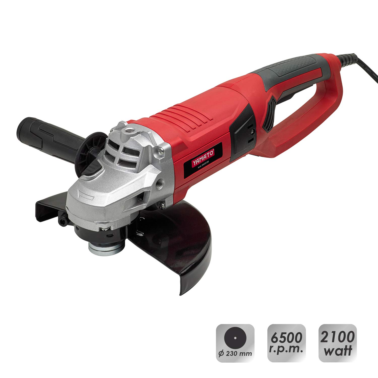 Yamato SA 230-DK - Smerigliatrice angolare da 2100 watt, disco 230mm, giri/min 6.500, diam. perno 14MA, peso 5,30kg