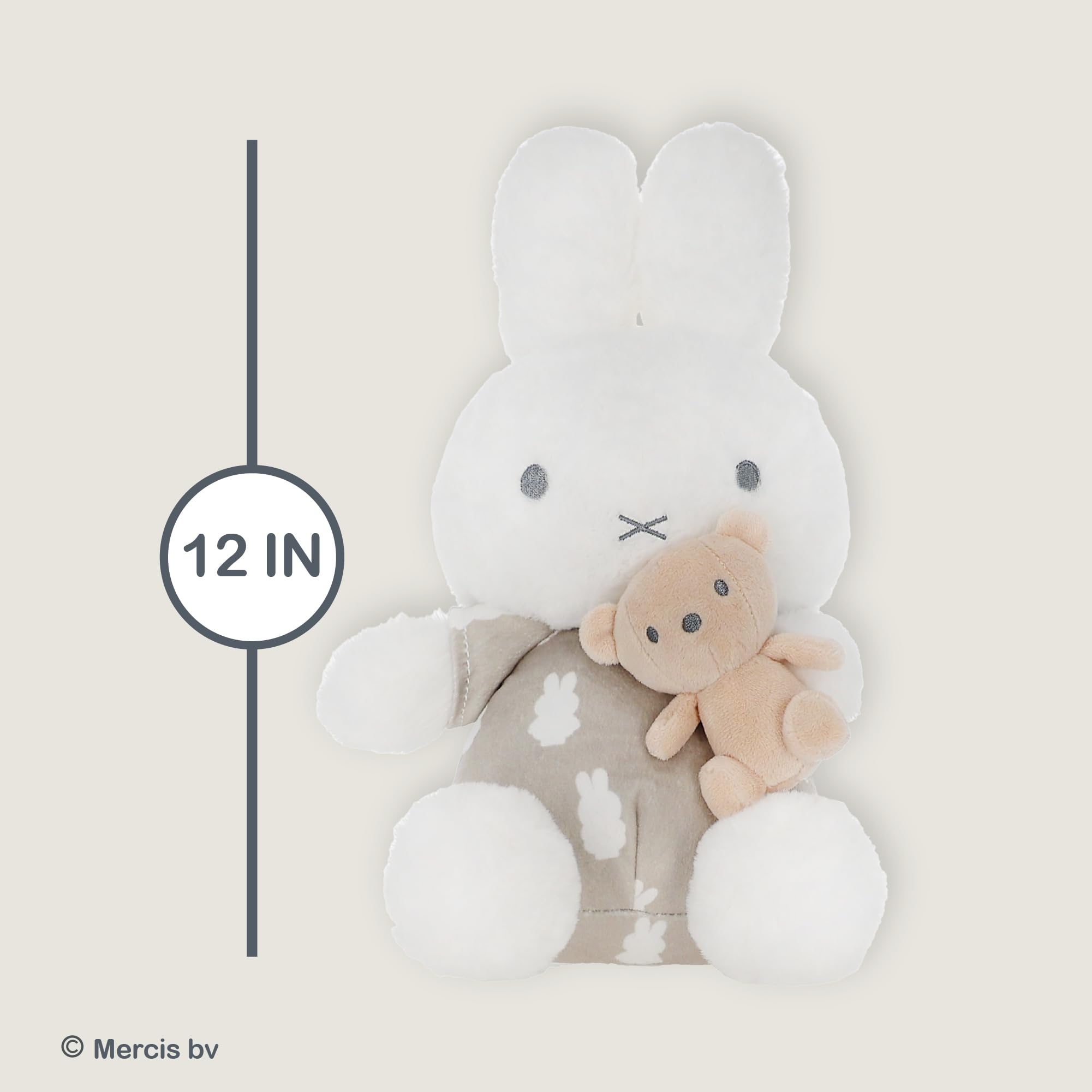 Kids Preferred Miffy Baby Keywind Musical – superweiches Plüschspielzeug, Rockabye Baby, schwingender Kopf, neutrale Farben, Alter ab 0 Monaten, 30,5 cm