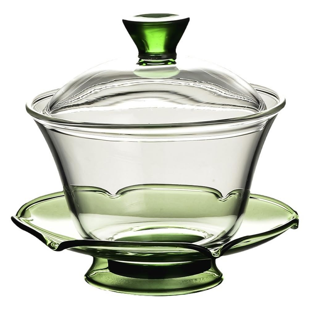 CTRLZS Glass Tureen Teacup Transparent Chinese Style for Home Household Tea Brewing Cup 1 Set