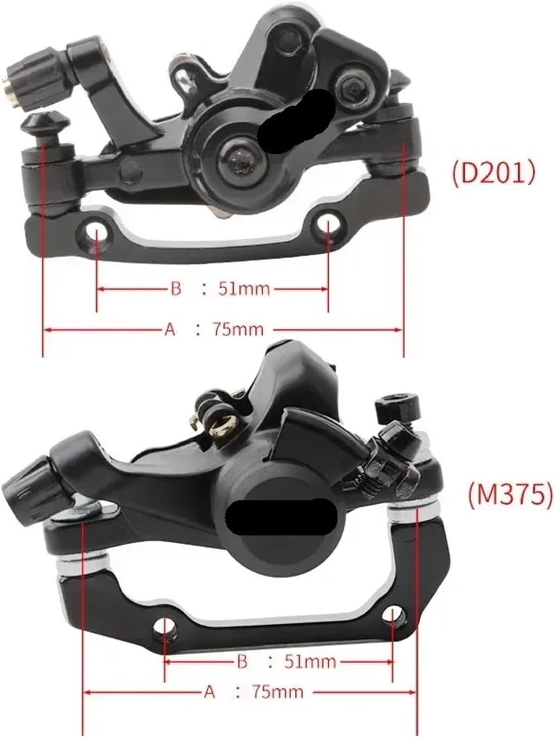 Brake Caliper Mountain Bike Clamp Mechanical Cable Pull Disc Brake Folding Bike Front and Rear Universal Disc Brake Bike Accessories Universal(Glossy Rear)