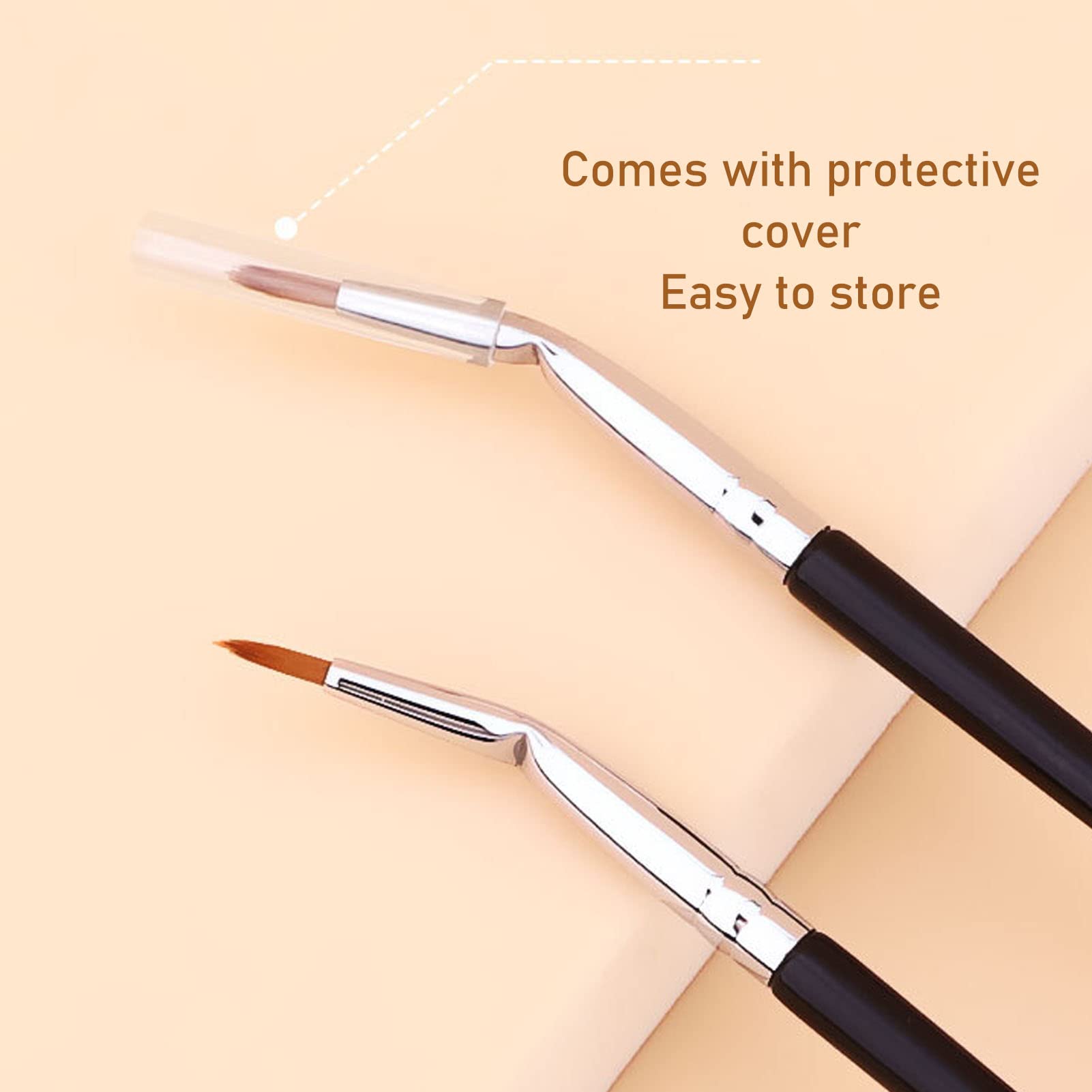 5pcs Bent Eyeliner Brush, Ultra Fine Bent Pencil Point Eyeliner Brushes for Precision Liner, Fine Angled Eyeliner Brush,Perfect Eyebrow Filling Face Eye or Body Painting - Image 2