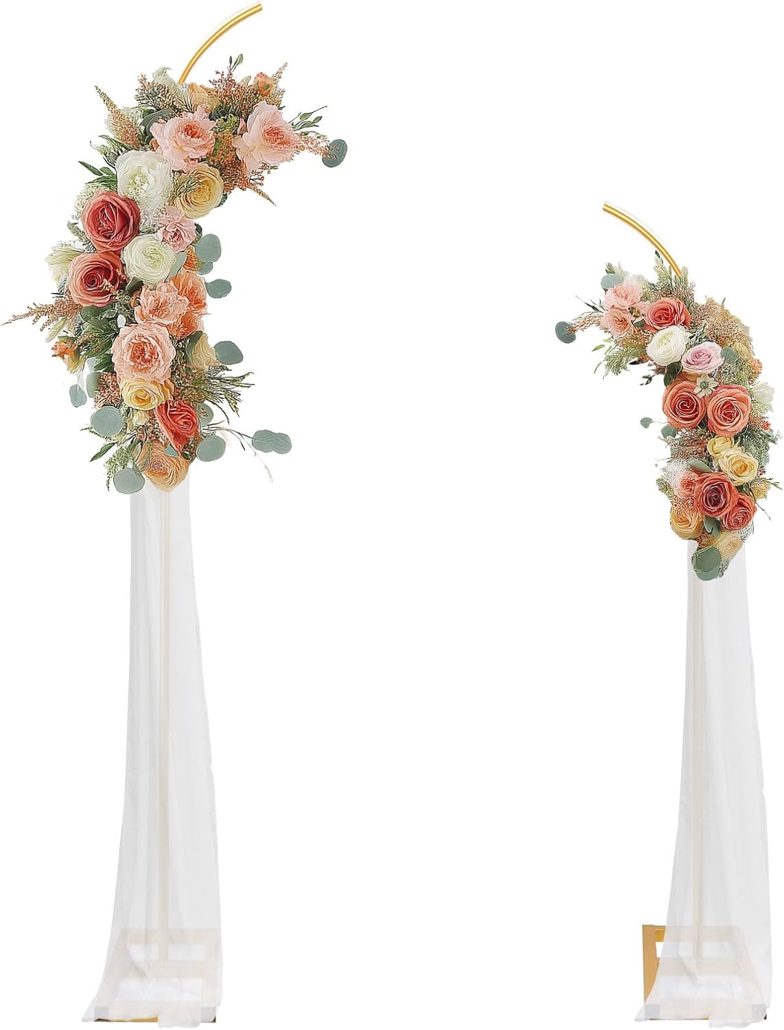 Wedding Arch — Metal Arch Backdrop Stand (Set of 2) — Gold Curved Top Wedding Flower Arch Decorations — Balloon Arch Stand for Ceremony Birthday Baby Shower Anniversary Decoration (6.2FT & 7.5FT)