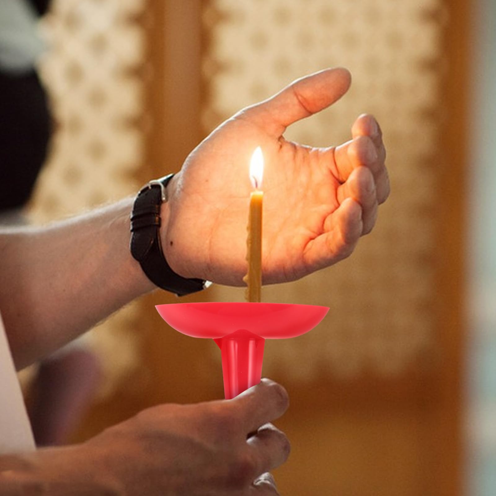 Candelabro Navideño Cónico de Plástico Rojo, 50 Piezas