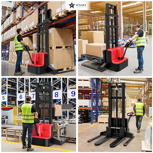 Image of Electric Pallet Stacker & Jack Combo - 3300 lb Capacity, 138″ Lift Walkie Stacker + 48″x27 Fork Electric Pallet Jack, Battery Powered Warehouse Material Handling Equipment