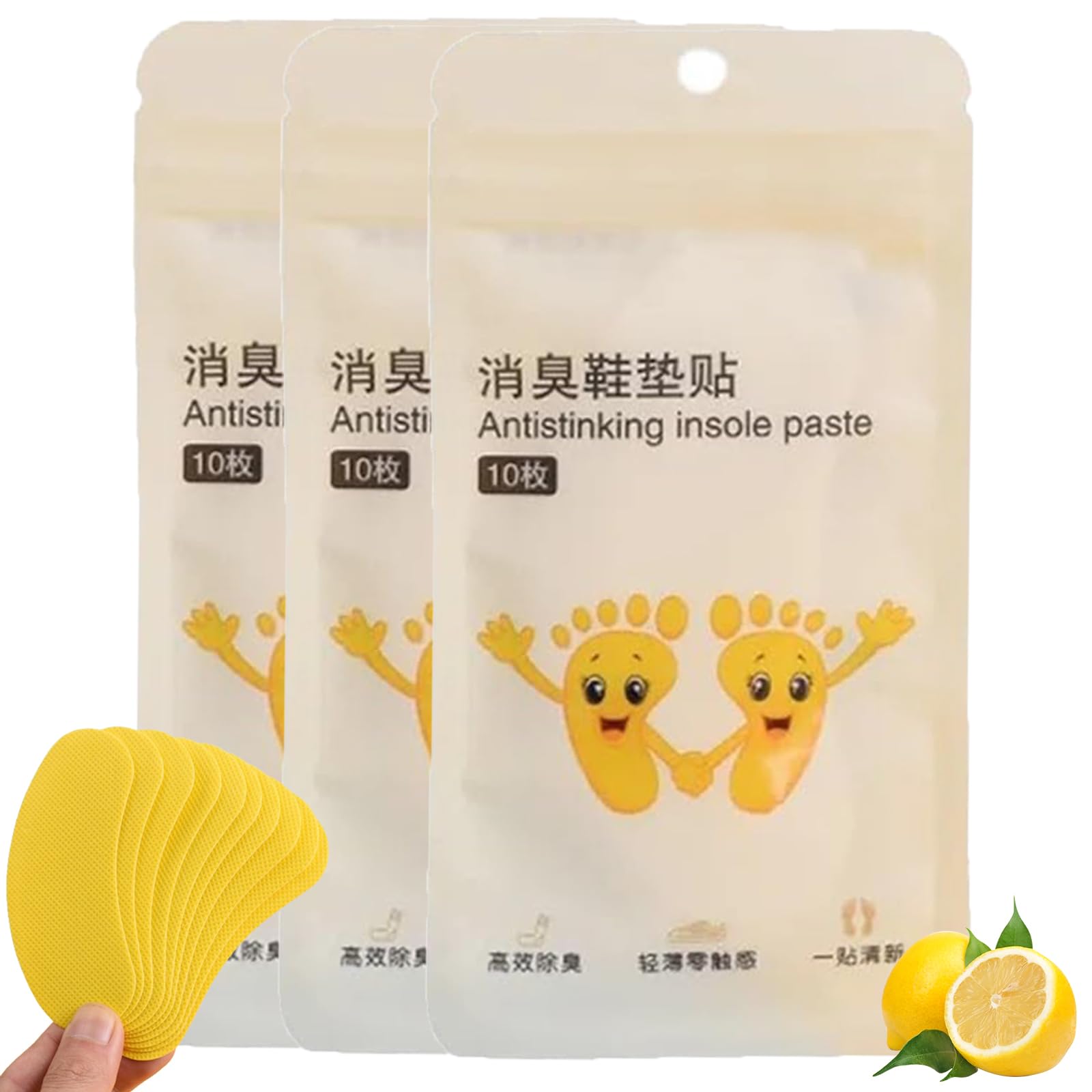 GenericPortability Deodorizing Insole Stickers, Foot Odor Eliminator For Men Women, Freshness Comfortable Long-Lasting Shoe Deodorizing Stickers Pack Of 10 (three pcs)