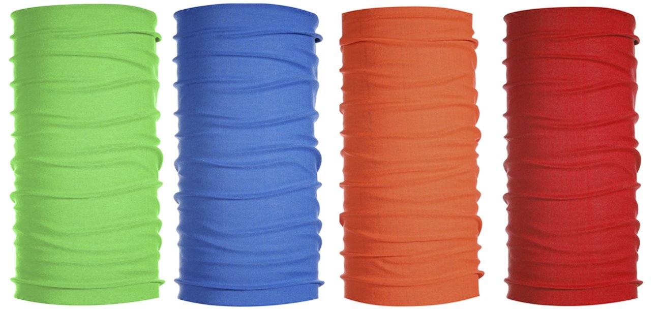 KALILY 4PCS Headband Bandana - Versatile Solid Sports & Casual Headwear –Multifunctional Seamless Neck Gaiter, Headwrap, Balaclava, Helmet Liner, Face Mask for Camping, Running, Cycling, Fishing etc