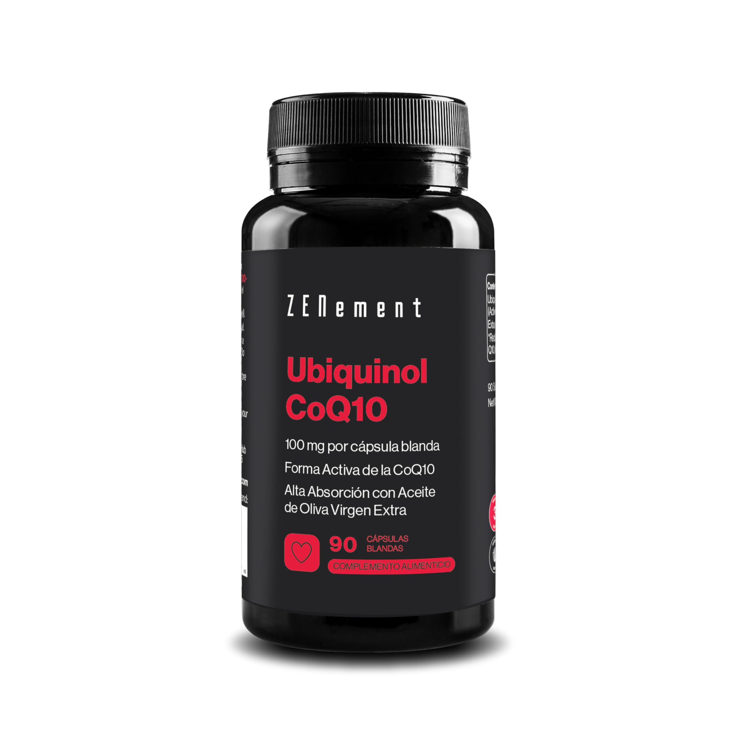 Ubiquinol 100 mg – CoQ10 Forma Activa y Reducida – Alta Absorción con Aceite de Oliva Virgen Extra – 90 Cápsulas Blandas, 3 Meses de Suministro – Zenement