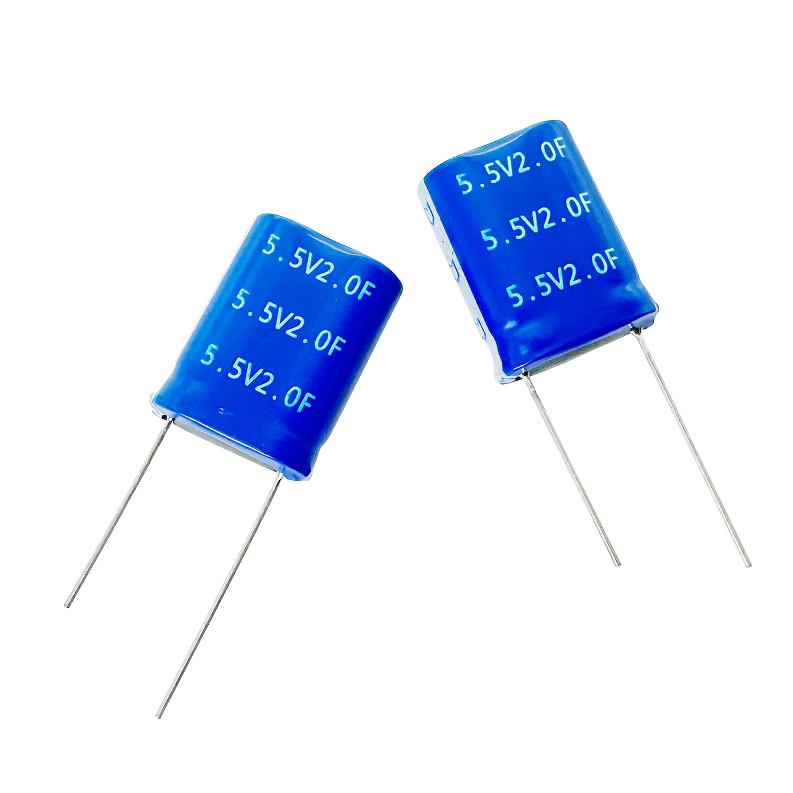 2 pcs 8.5x17x21mm(0.33x0.67x0.83in) Super Capacitor 5.5V 2F Super Farad Capacitance Winding Type Energy Storage for On Board Backup Energy Storage Combination Vehicle Recorder
