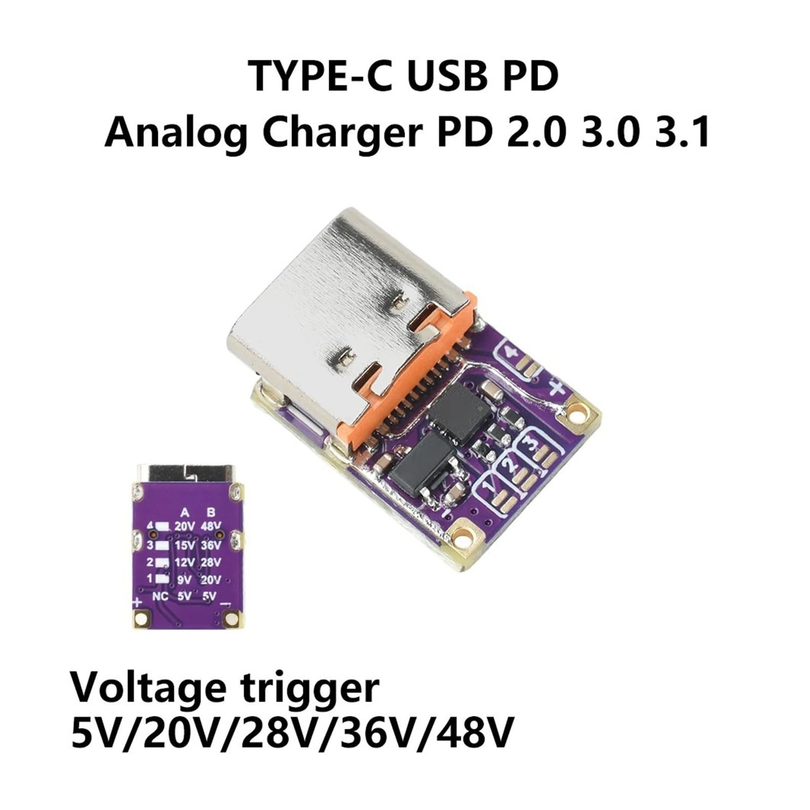 PD3.0 PD3.1 QC3.0 moduł spustowy 48 V Decoy Board typ C do DC 5 A (niskie napięcie)