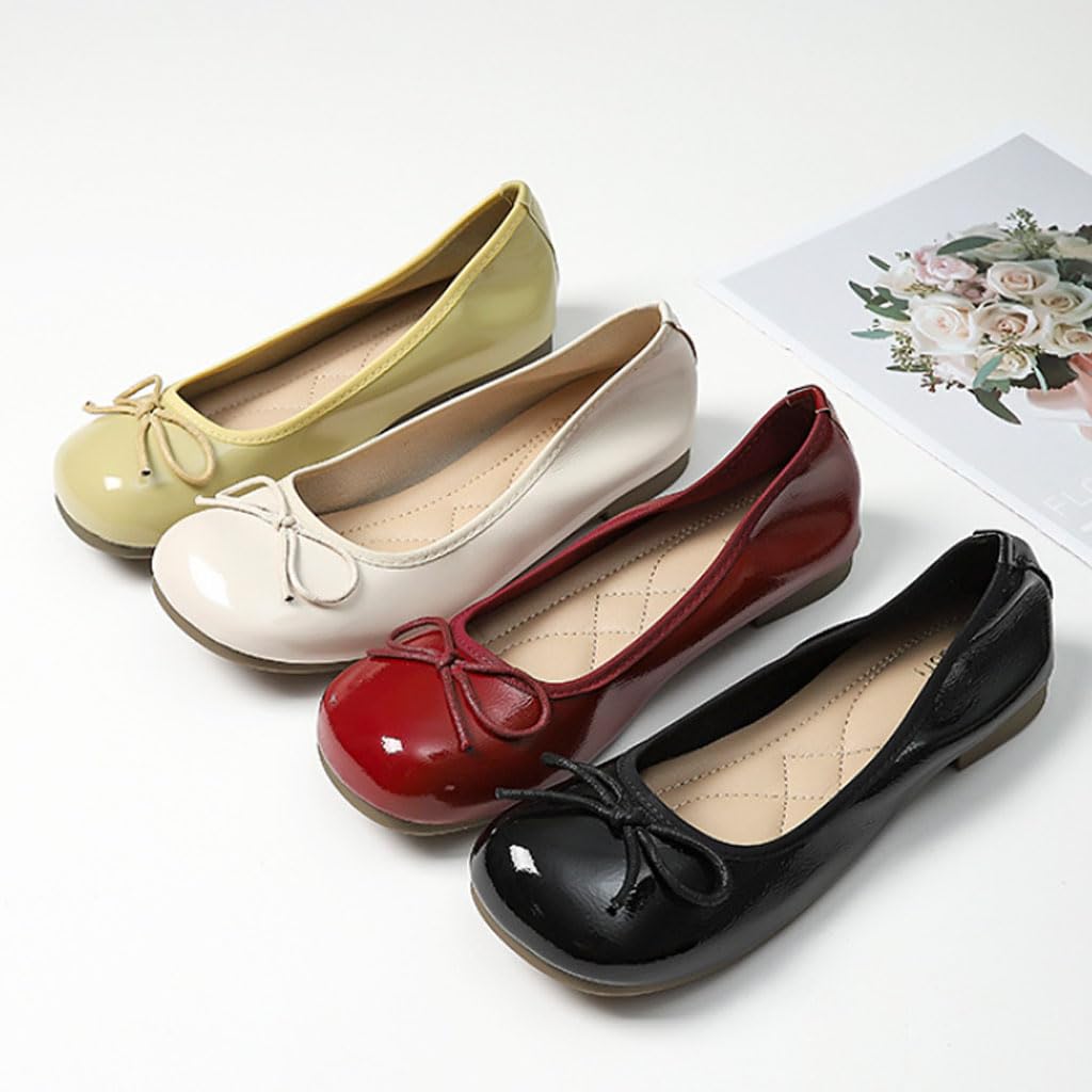 Ballerine da Donna Scarpe comode in Vernice, Classiche Slippers Piatte da Donna con Fiocco, Eleganti Ballerine per Tutti i Giorni, Ufficio e Cerimonie, Antiscivolo e Traspiranti