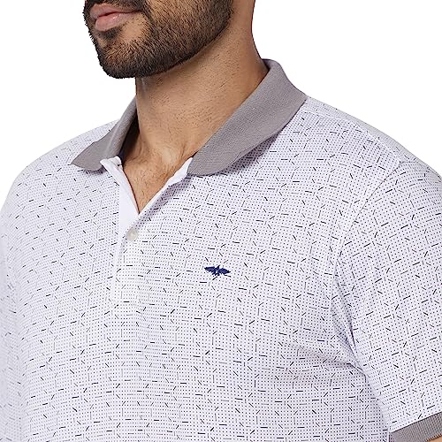 Image of Park Avenue Men's Cotton Polyester Blend Print Pattern Slim Fit Rib Collar Polo Neck Half Sleeve Casual T-Shirt