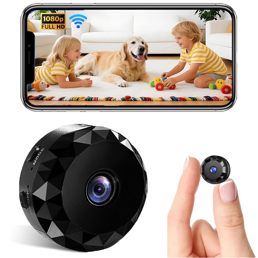 Mini Camera Espion sans Fil, Micro Camera Surveillance WiFi Interieur/Exterieur sans Fil Discrete avec Détection de Mouvement, Petit Cachee Camera Espion pour Bebe Maison Chat Voiture Chien