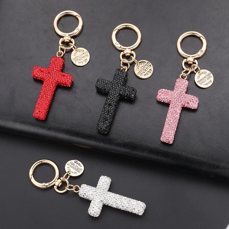 Rhinestone Cross Key Chain Religious Charms for Handbags Pendant Cute Crystal Birthday Jewelry Bag Keychain - Image 9