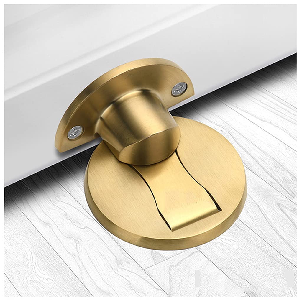 Door Stops 304 Stainless Steel Stopper Hidden Holders Catch Floor Nail-Free Doorstop Furniture Hardware(Gris)