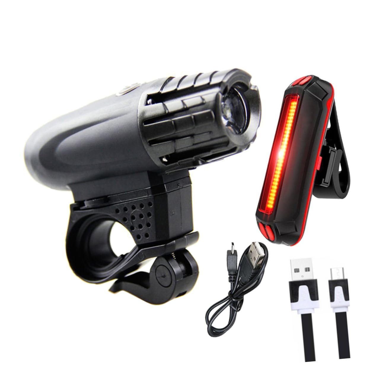 VICASKY USB Rechargeable LED Bike Light Set Front Rear Headlight with Brightness Swivel Light Modes for Mountain Road Biking Enhanced Visibility