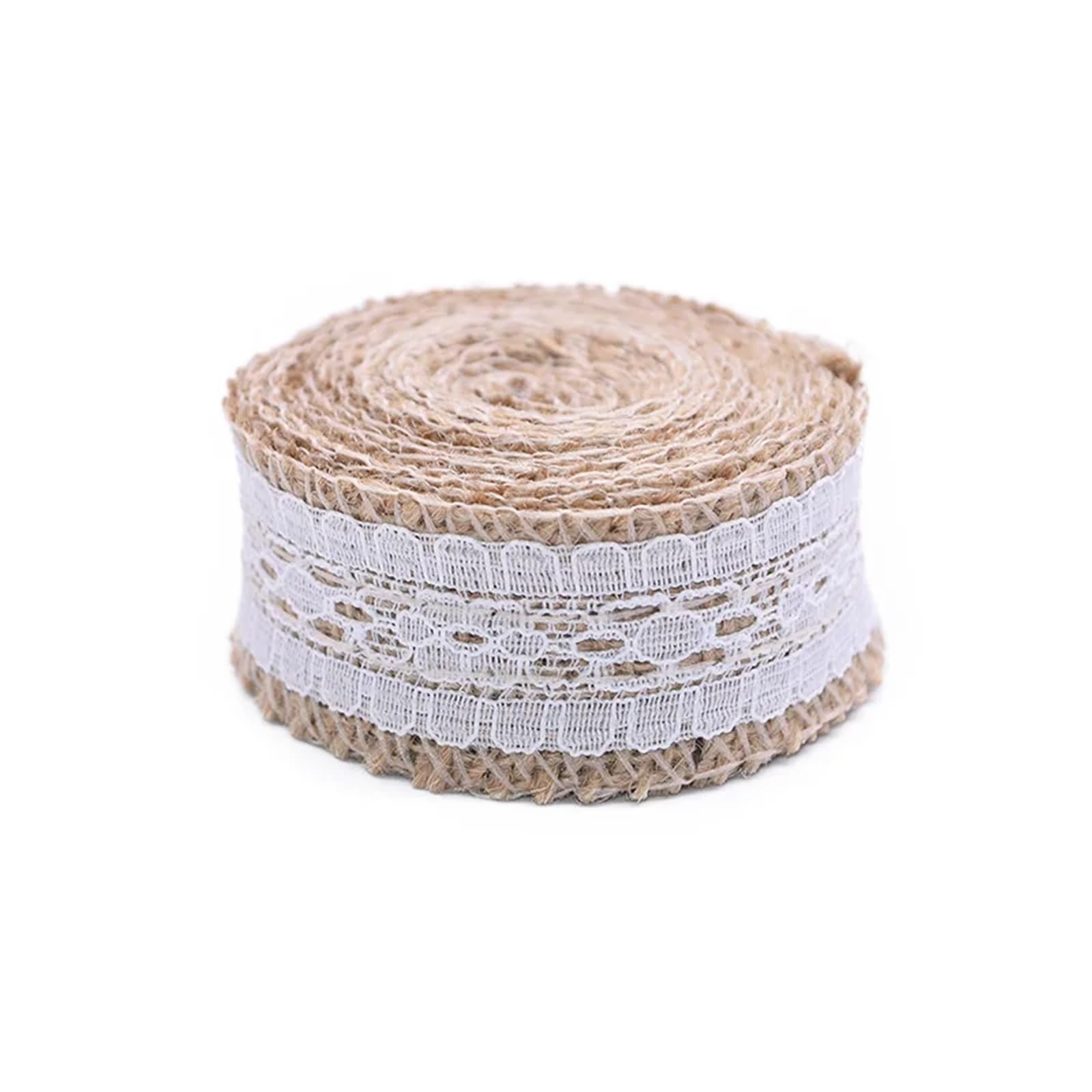 Jute Burlap Ribbon, Jute Burlap Hessian Ribbon 2m Lace Wedding Party Decor Wrapping Crafts Multicolor