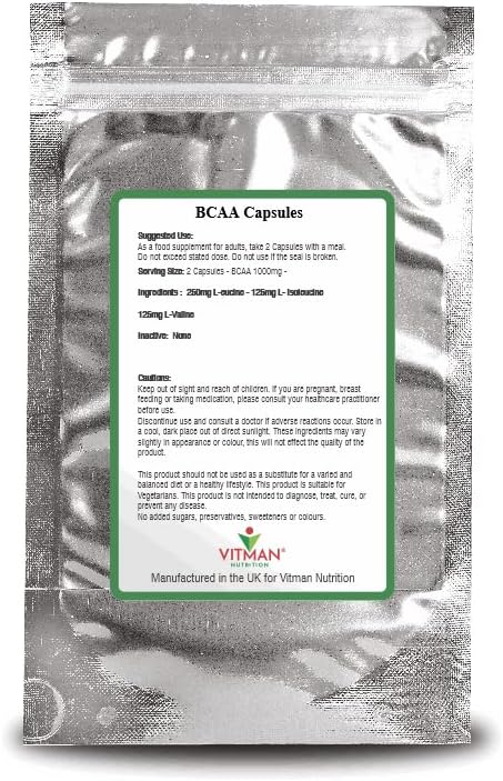 BCAA Capsules Branched Chain Amino Acids (BCAA) L-Leucine, L-Isoleucine & L-Valine, Pre & Post Workout Capsules - Image 3