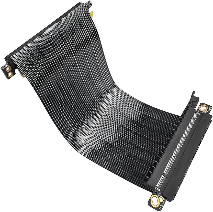 JMT PCIe 5.0 X16 64GB/s Extension Cable Dual-Reverse GPU Adapter Silver-Plated GEN5 High Speed Cable 16AB5 for ITX Small Case (19.5CM)