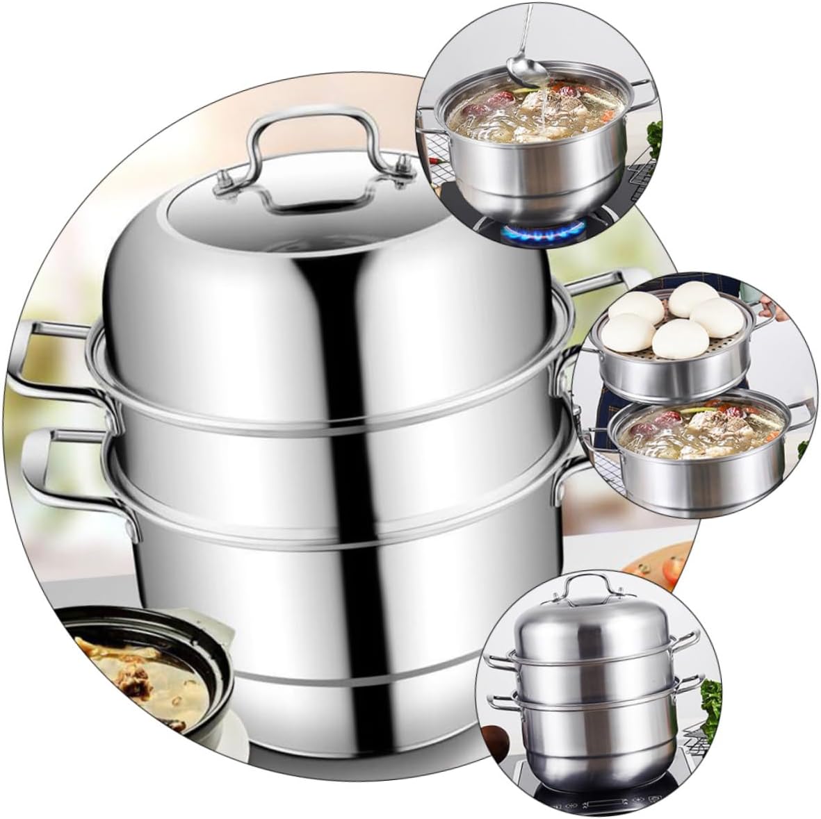 Close-up of the stainless steel surface of the pot