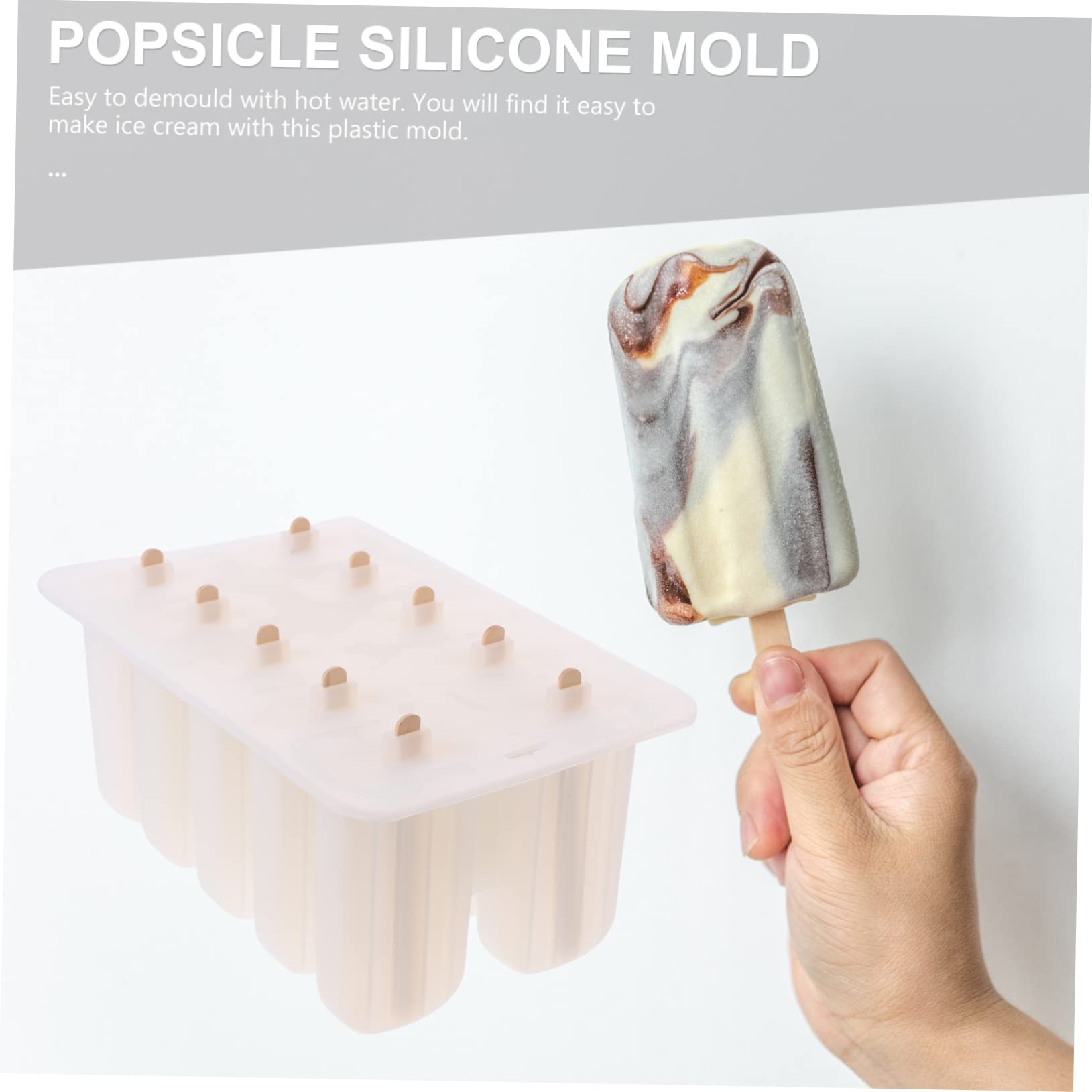 ABOOFAN Moule à Glace Réutilisable Silicone Bpa Pour Esquimaux Diy Moule Cavités Avec Bâtonnets Bois Pour Crème Glacée Maison Et Sorbets Variés