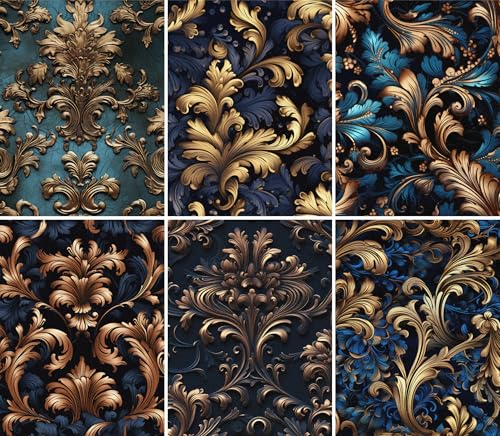 Teal Embossed Rice Paper, 8 x 10.5 inch (6pc) - Mulberry Paper for Decoupage Scrapbooking Cards Crafts by Craft Kreatively