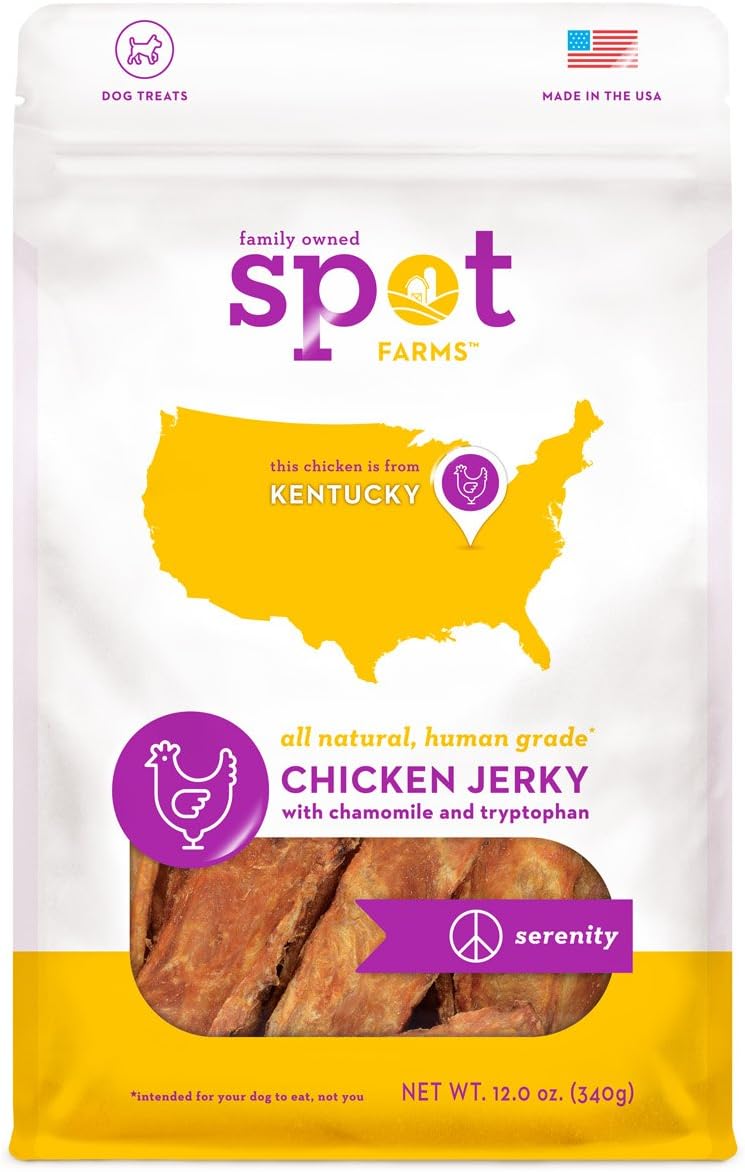 Spot Farms All Natural Human Grade Chicken Jerky Dog Treats, Serenity, 12-Ounce