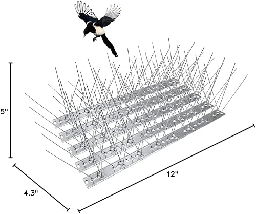 Miniatura 8 de Paquete de 5 picos de acero inoxidable para pájaros, palomas, ardillas, gatos, clavos de pájaros, cubierta de jardín al aire libre, 4 pies, mantiene