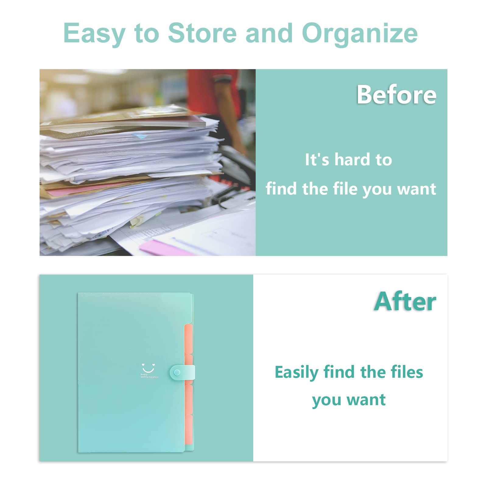 Forvencer Expanding File Folder, Cute Folder for Important Documents 5 Pocket Folder Organizer