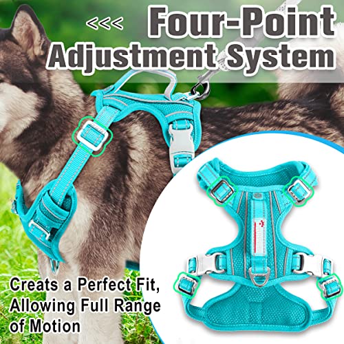 Barkbay No Pull Dog Harness Front Clip Heavy Duty Reflective Easy Control Handle For Large Dog Walking With Id Tag Pocket(Ocean Blue,L) #TOP3