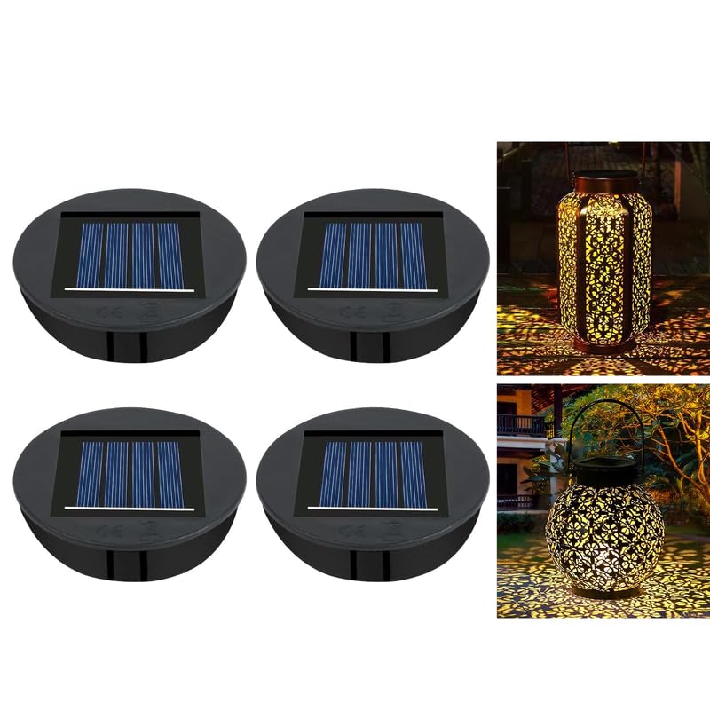 Flintronic 4 PCS 3.15 inch 8CM Solar Lights Replacement Top Led Solars Panel for Outdoor Lanterns, IP65 Waterproof for Garden Patio Decoration
