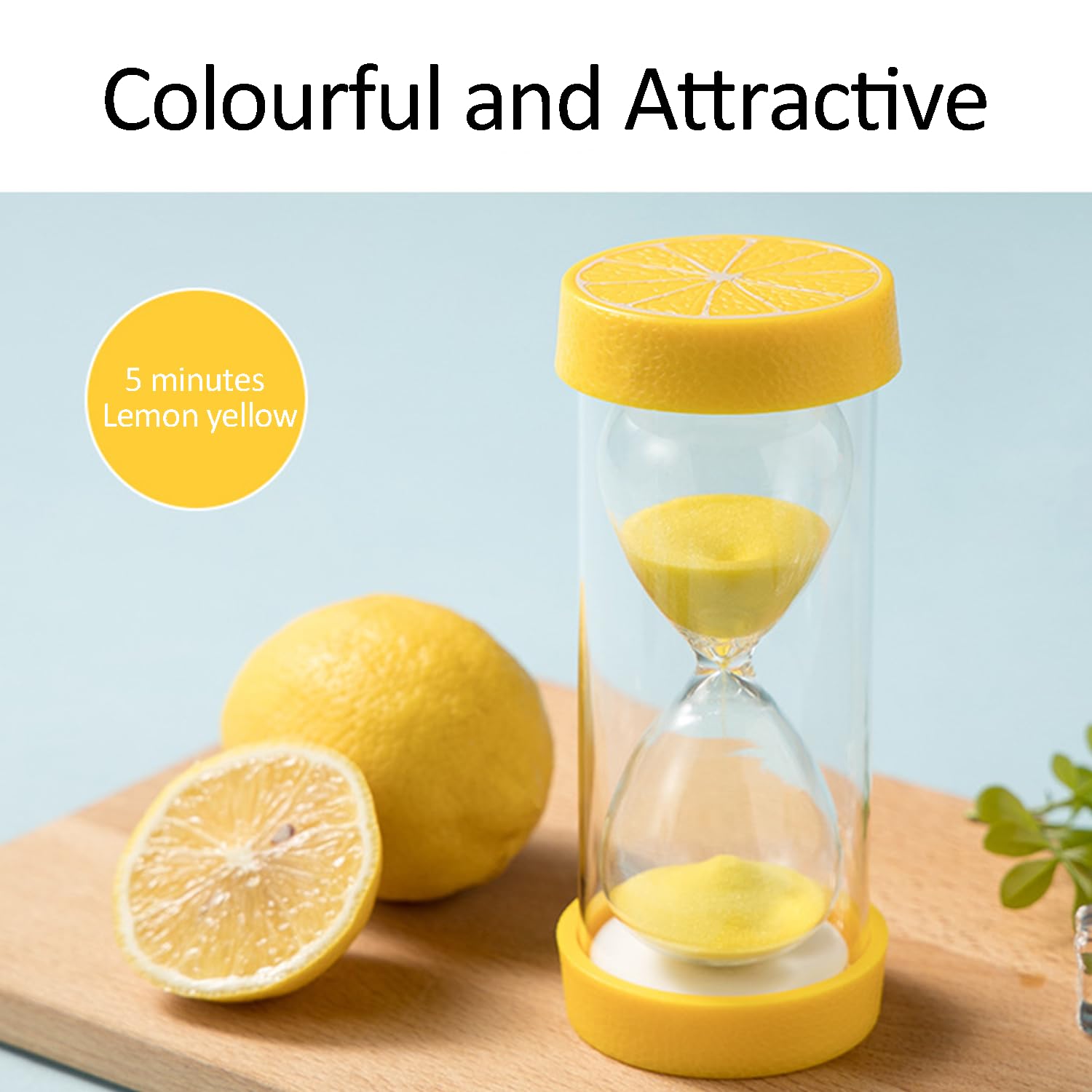Sand Timer for Kitchen 5 Minutes Egg Timers for Kids Easy to Operate Lemon Yellow Visual Learning Tools - Image 3