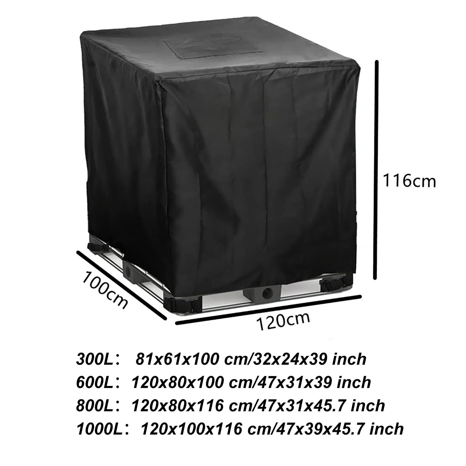 IBC - Cubierta para depósito, protector impermeable para 300L/600L/800L/1000L bronceado de agua, tela de buey 210D, tial IBC Sto Solut