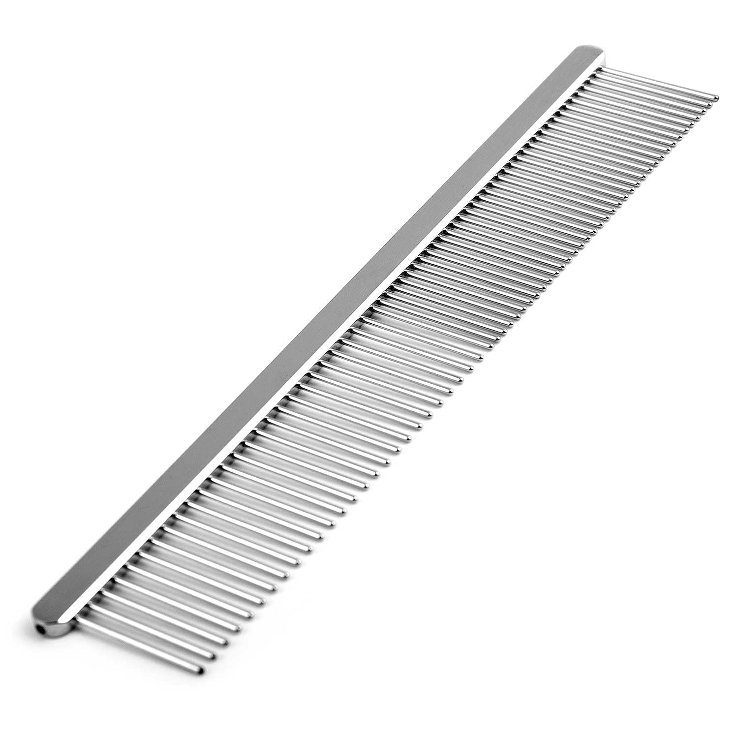 Jeffers Flat Back Pet Grooming Comb – Chrome Plated Steel Comb with Fine & Coarse Teeth for Dogs, Cats, Puppies – Detangling, Deshedding, Dematting Tool for Long or Short Hair
