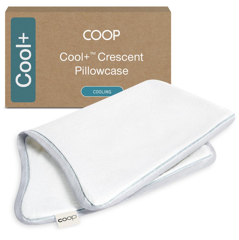 Coop The Eden Cool+ Crescent Pillow Cover, Queen Size Cooling Pillow Cover for Memory Foam Pillows, Ultra Soft, Wrinkle-Resistant & Breathable Cases with Zipper, Cooling Pillow Cover for Hot Sleepers