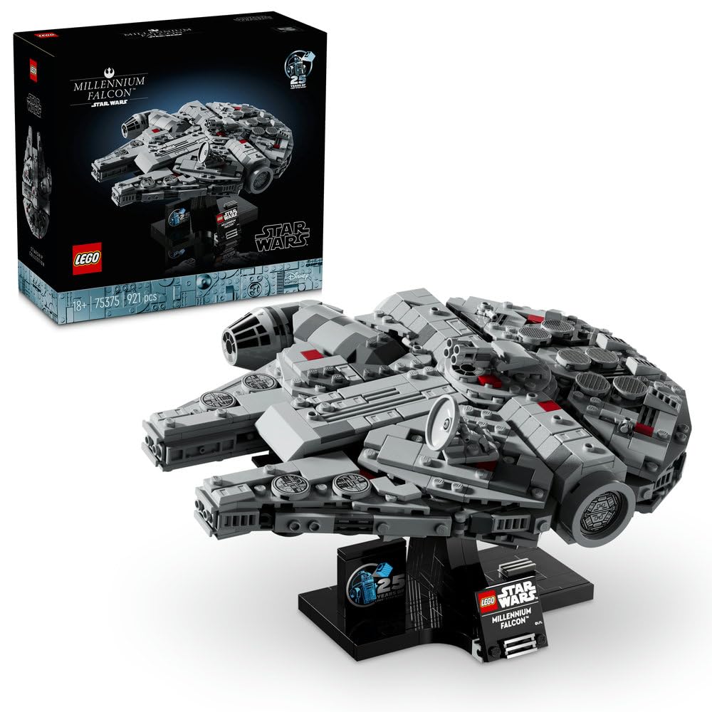 LEGO Star Wars Sokół Millennium 75375 | Model do ekspozycji, kolekcjonerski zestaw klocków dla dorosłych, prezent dla fana Star Wars, ozdoba na biurko, 921 elementów