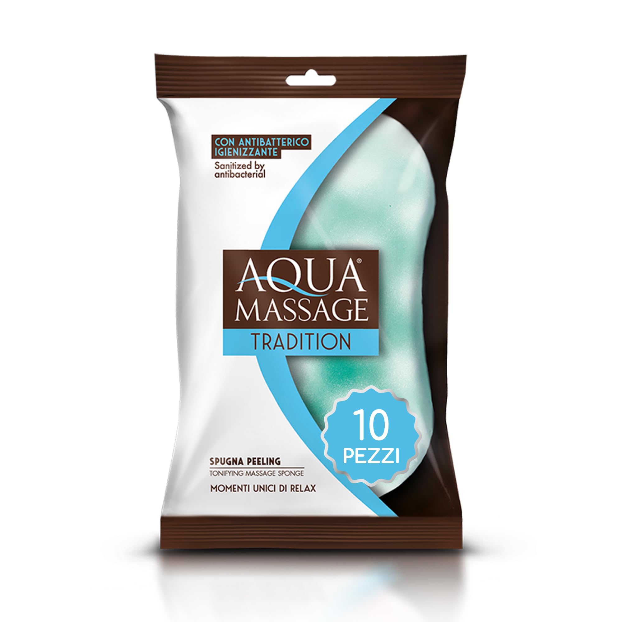 ARIX 10 x Aqua Massage Tradition Body Peeling Sponges, Soft Body Massage Sponge with Antibacterial, for Relaxation Moments – 10 Sponges