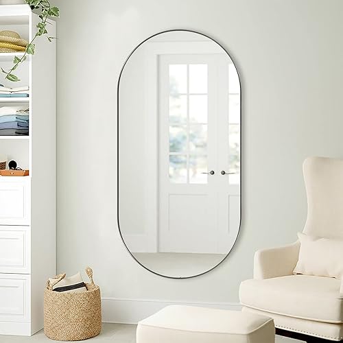 Miniatura 137 de ANDY STAR Espejos ovalados de baño, espejo de tocador doble de 30 x 48 pulgadas, espejos ovalados negros para baño, marco de acero inoxidable