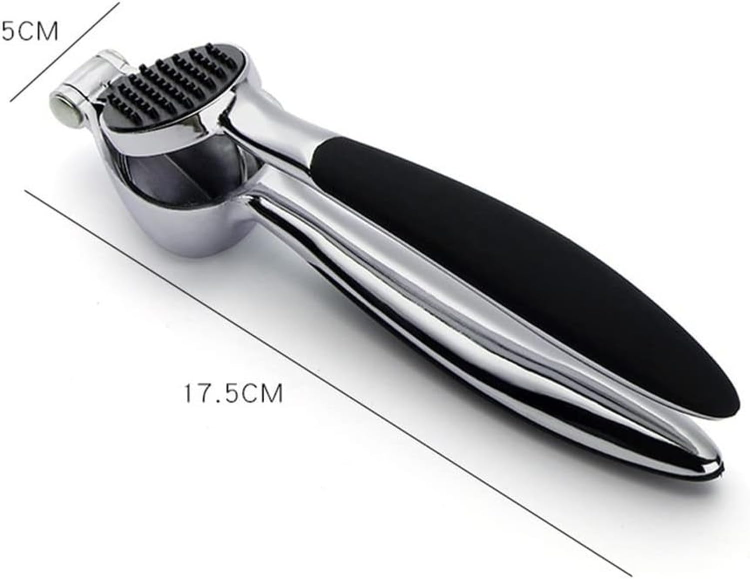 Knoblauchpresse, Ingwerpresse Zerkleinerer, Schwerer Edelstahl Knoblauchpresse Ingwerreiben Gemüsepresse, Keine Fliegenden Stücke, Saftpresse für Küche, Schwarz, 17,5 * 5cm