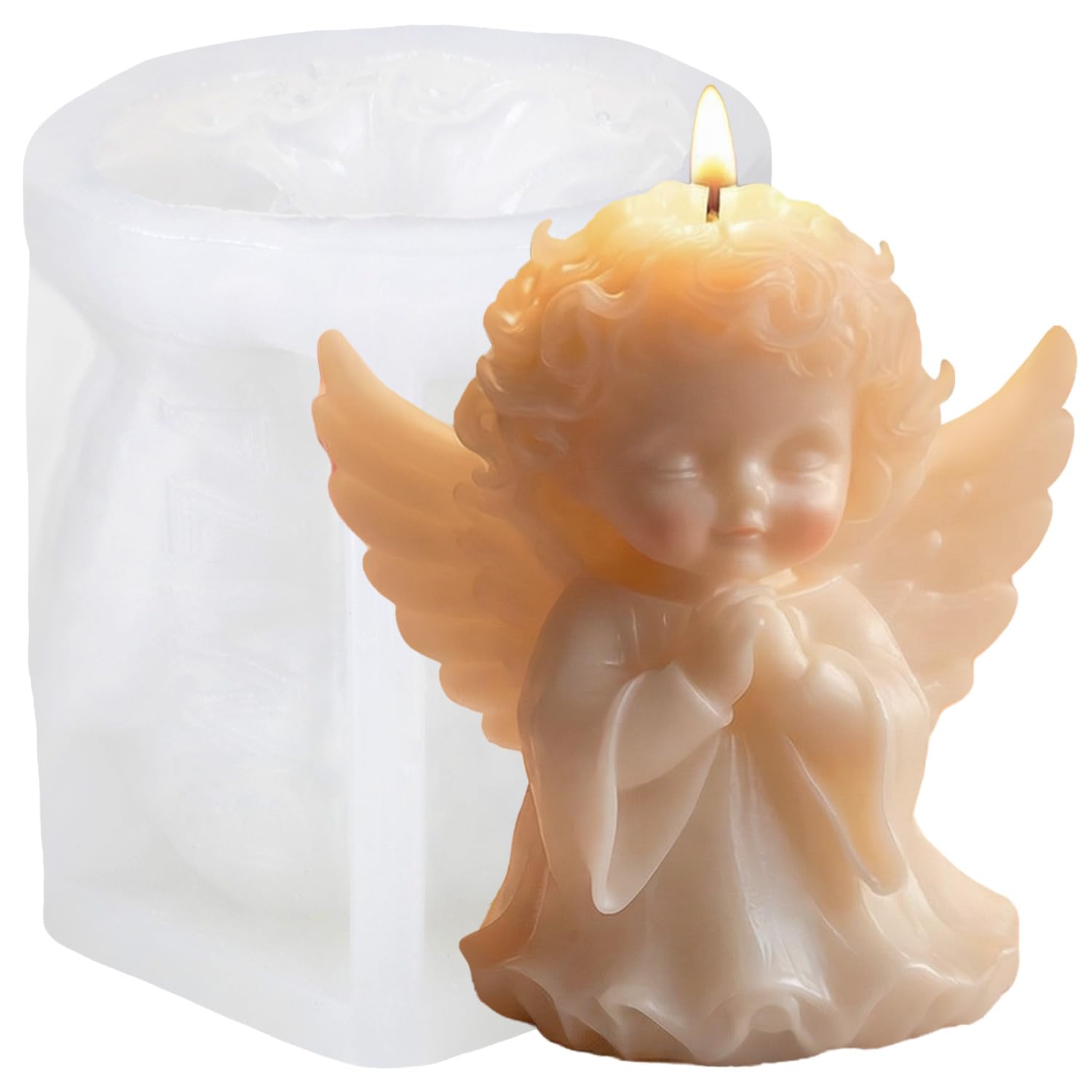 XIAOSHUI Angels Prayer Candle Moulds Angels Baby Silicone Candle Mould for Candles Making Resin Casting Aromatherapy Candles Wax Home Decoration