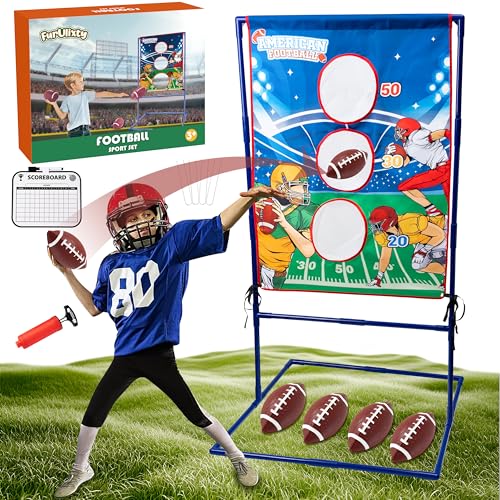 Football Toss Target Game for Kids - Inflatable Throwing Toy with 4 Footballs & Scoreboard | Indoor Outdoor Sports Gift for Boys Girls Ages 5-12?Portable, Easy Setup?