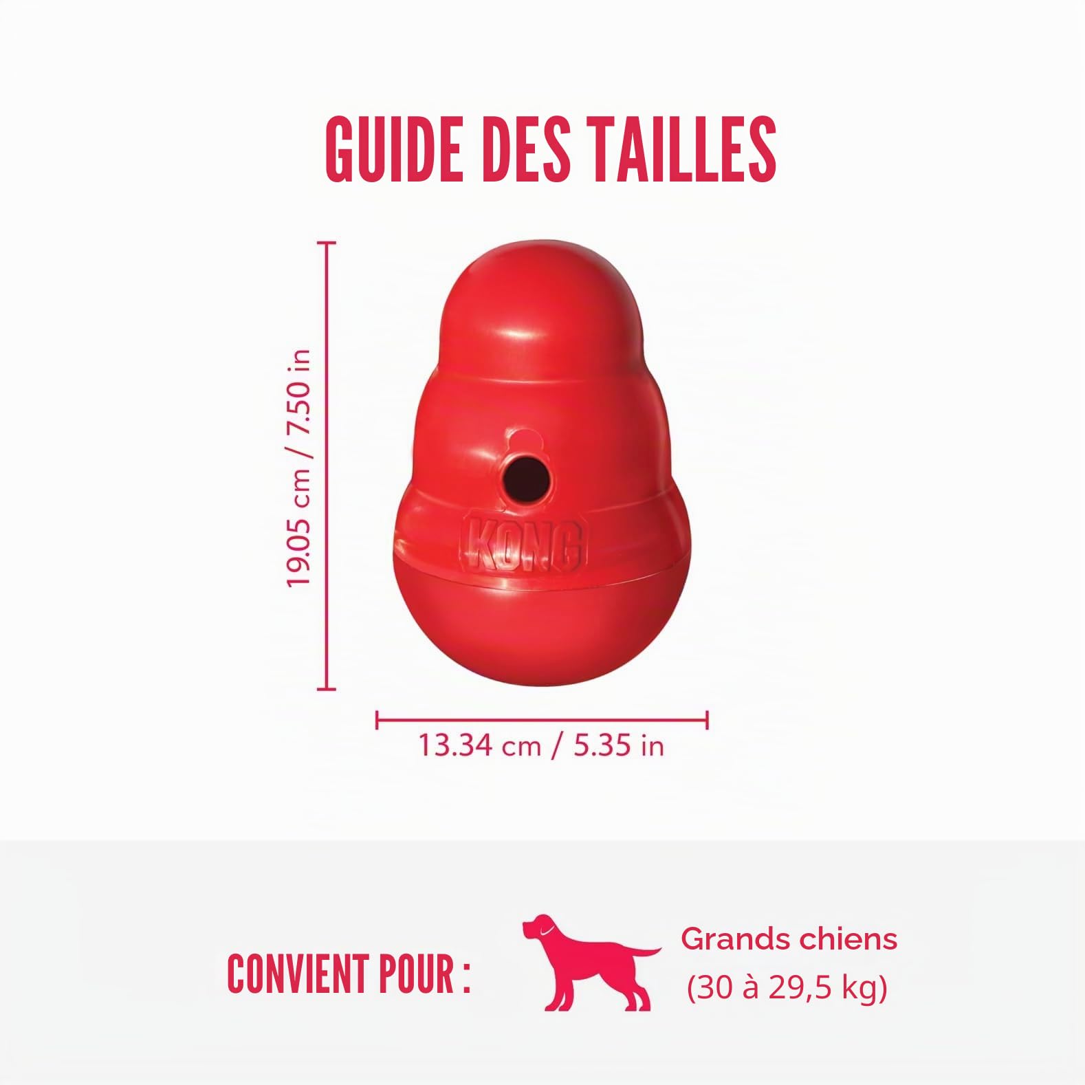 KONG Wobbler - Jouet Interactif pour Chien avec Distributeur De Friandises - Nourrisseur Lent pour Une Alimentation Saine - pour Chiens Moyens/Grands