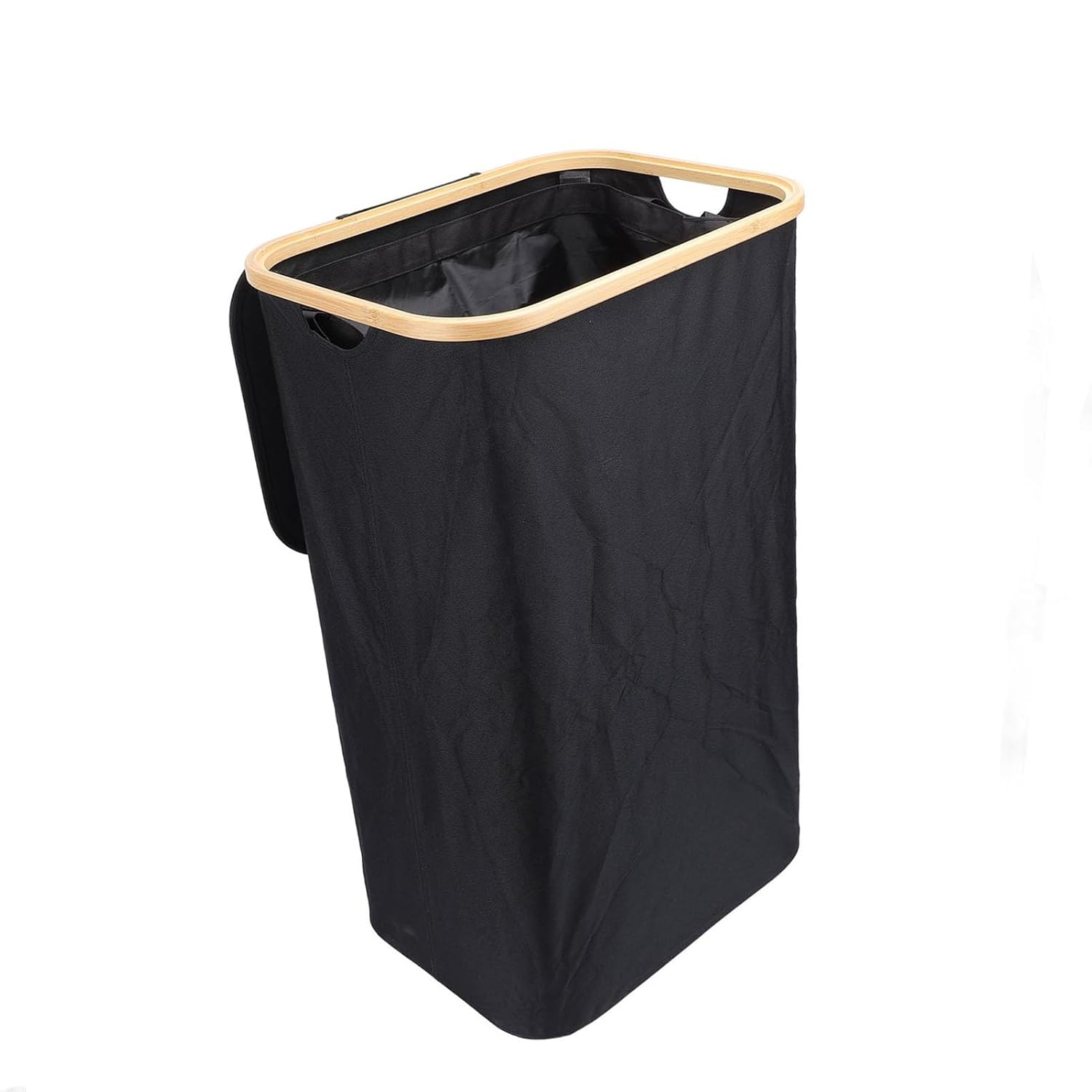 Yinhing Recycling Bin, Foldable Tall Narrow Oxford Cloth Bamboo Recycle Basket Bag with Removable Washable Inner Bag for Kitchen Home Office Indoors Outdoors (Black)