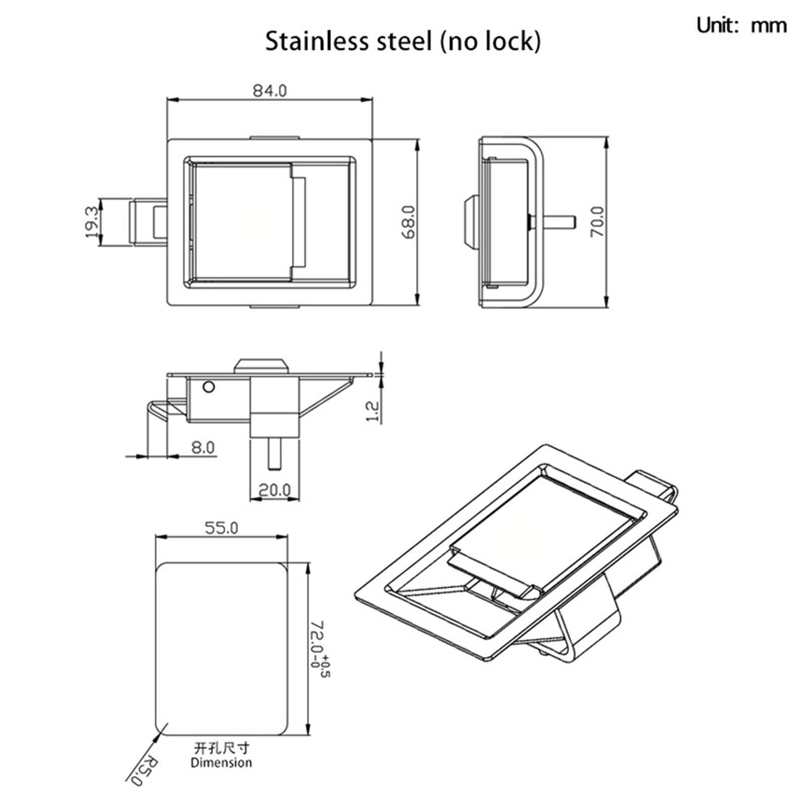 Industrie-Schaltschrank Panel-Schloss eingebettete Werkzeug-Verteilerbox