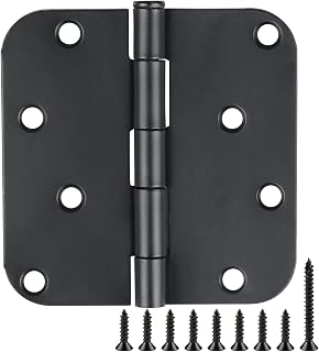 TDCHINGES 12 Pack Matte Black Door Hinges 4 Inch 5/8" Radius Interior Room